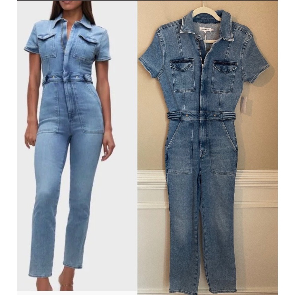 Good American Fit for Success Denim Utility Jumpsuit Unionsuit Size 1 (S 4/6)